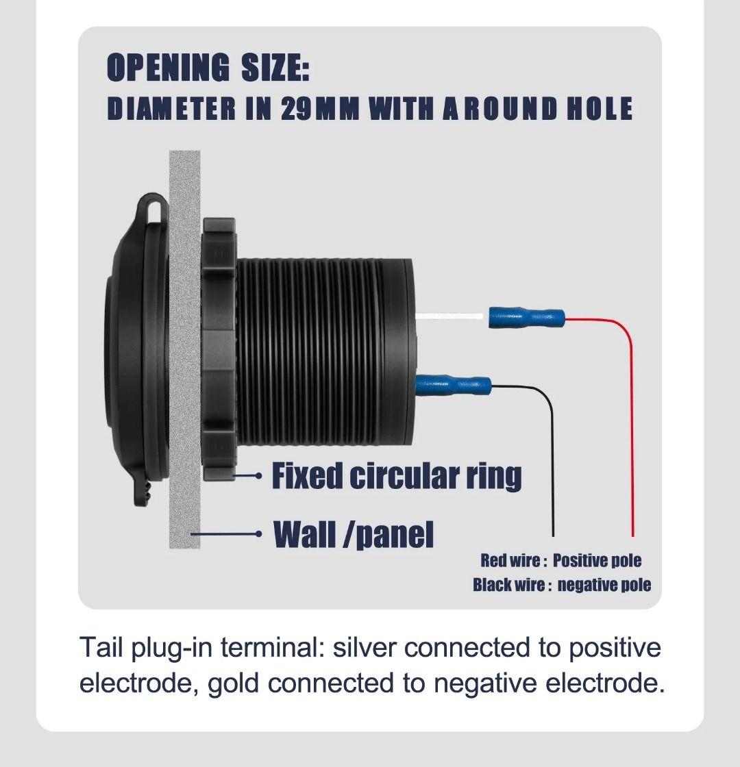 Cargador Doble Usb 18w Type C 30w Carga Rapida Luz Azul 12-24v-4