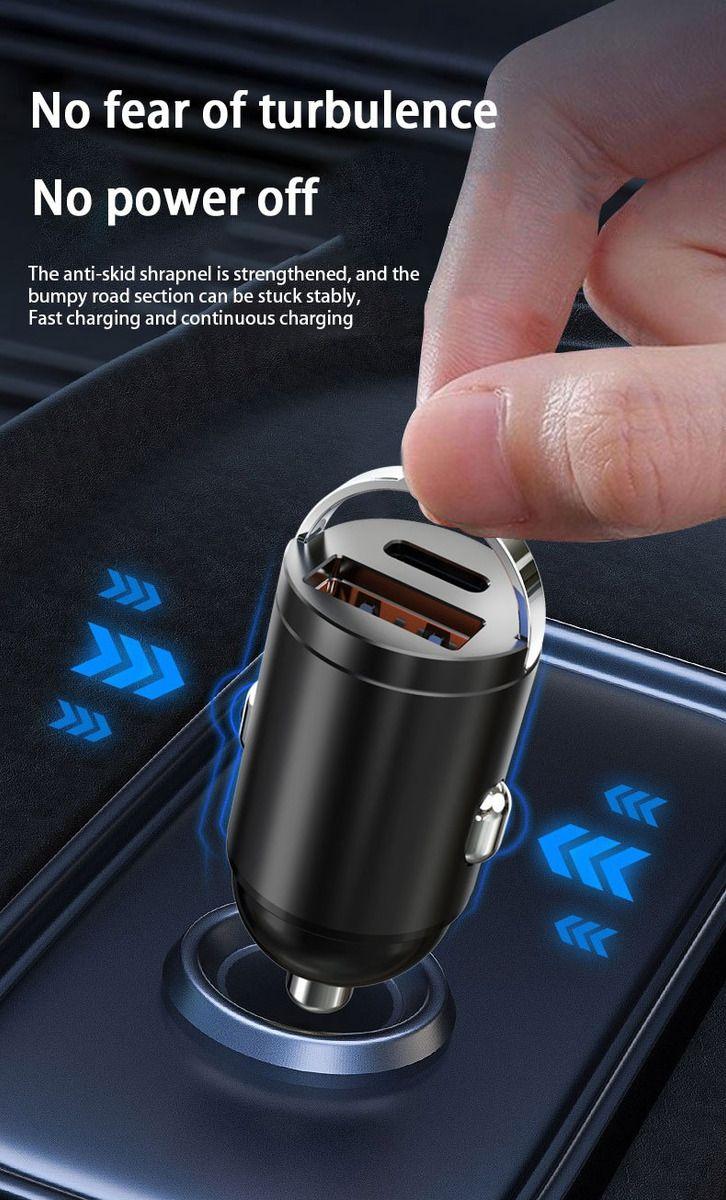 Cargador Auto Invisible Carga Rápida 15wtipoc 18wusb 12-24v Negro cc330-3