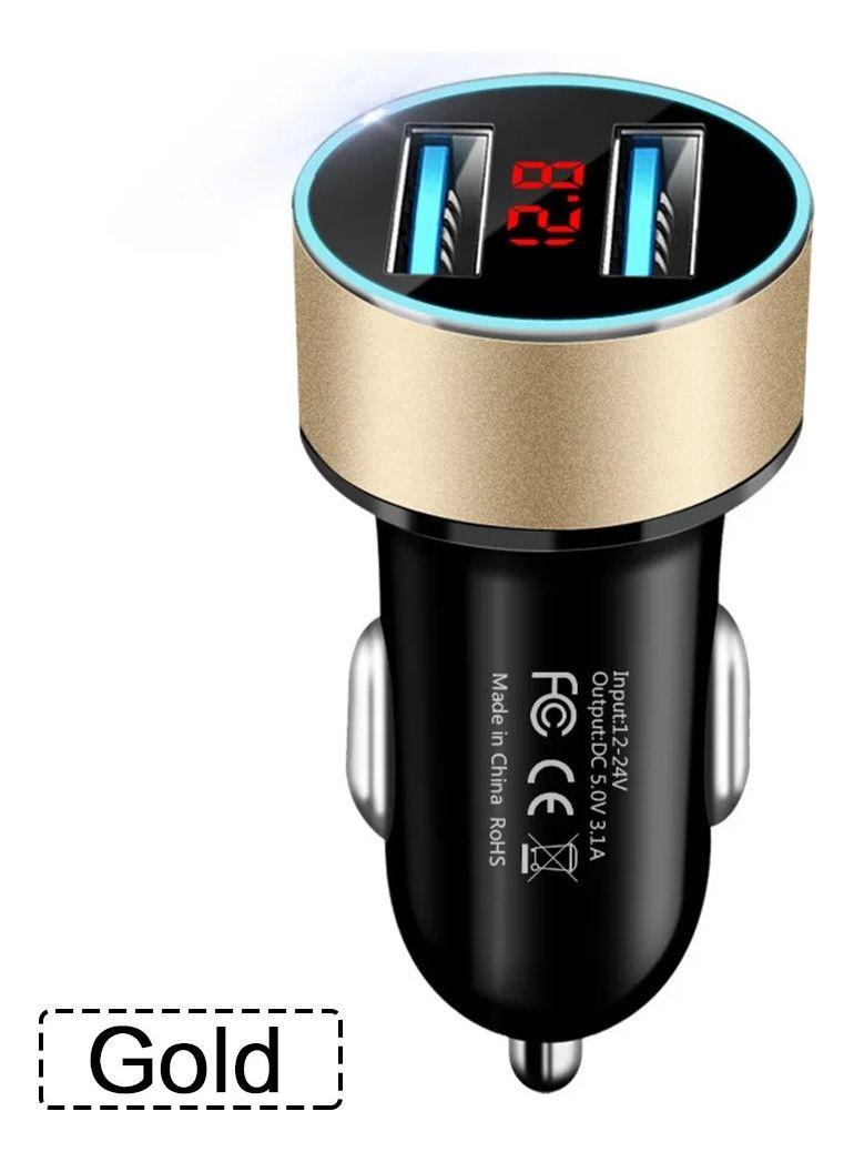 Cargador Auto Doble Usb 3.1a Con Voltímetro 12-24v Adaptador Surtido cc321-3