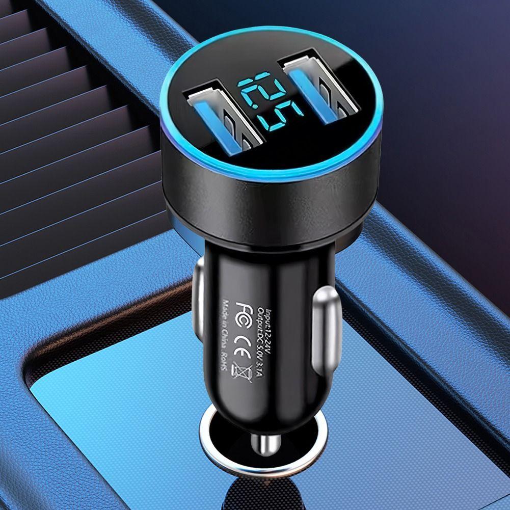 Cargador Auto Doble Usb 3.1a Con Voltímetro 12-24v Adaptador Surtido cc321-4
