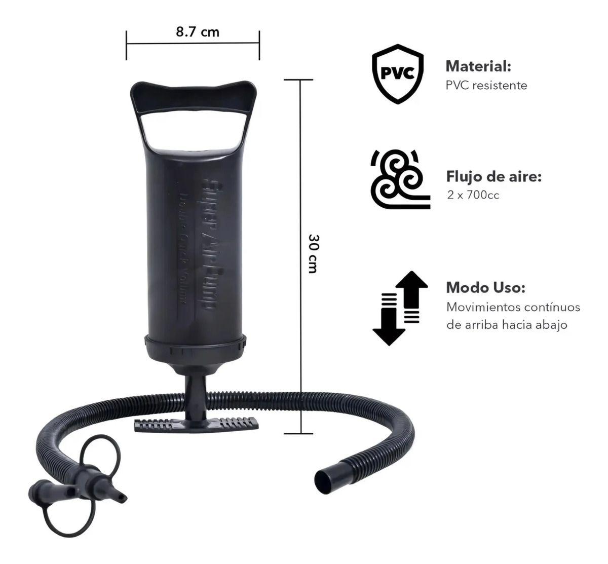 Bombín Inflador Manual Con 3 Válvulas Colchón Piscina Globos-2