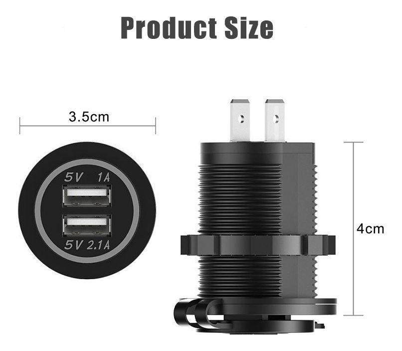 Cargador Doble Usb Adaptador Encendedor Con Luz Azul 24740 12v 1a/2.1a-2
