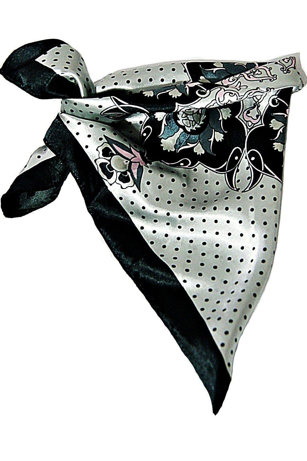 Pañuelo Bandana Lunares Negro  Gris VivaFelicia-0