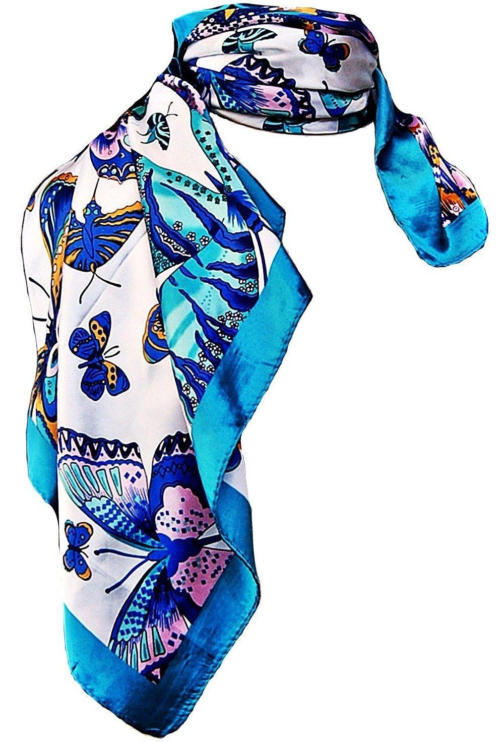 Pañuelo Seda Insectos Azul VivaFelicia-0