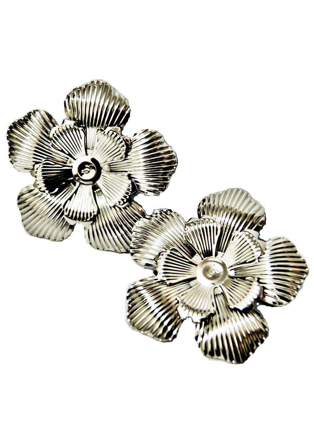 Aros Acero Rosas Metálicas Plateado VivaFelicia-0