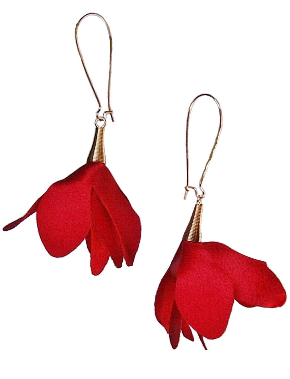 Aros Acero Copihues Rojo-0