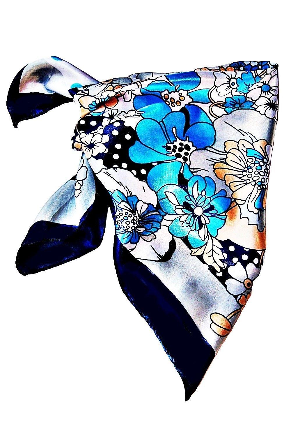 Pañuelo Bandana Jardín Flores Azul Viva Felicia-1