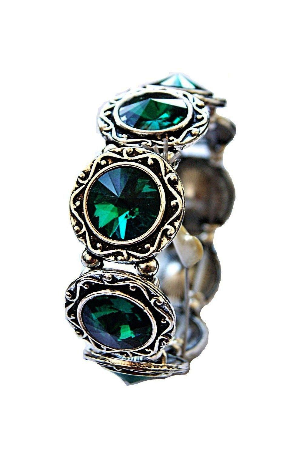 Pulsera Elásticada Lunas Verde VivaFelicia-0