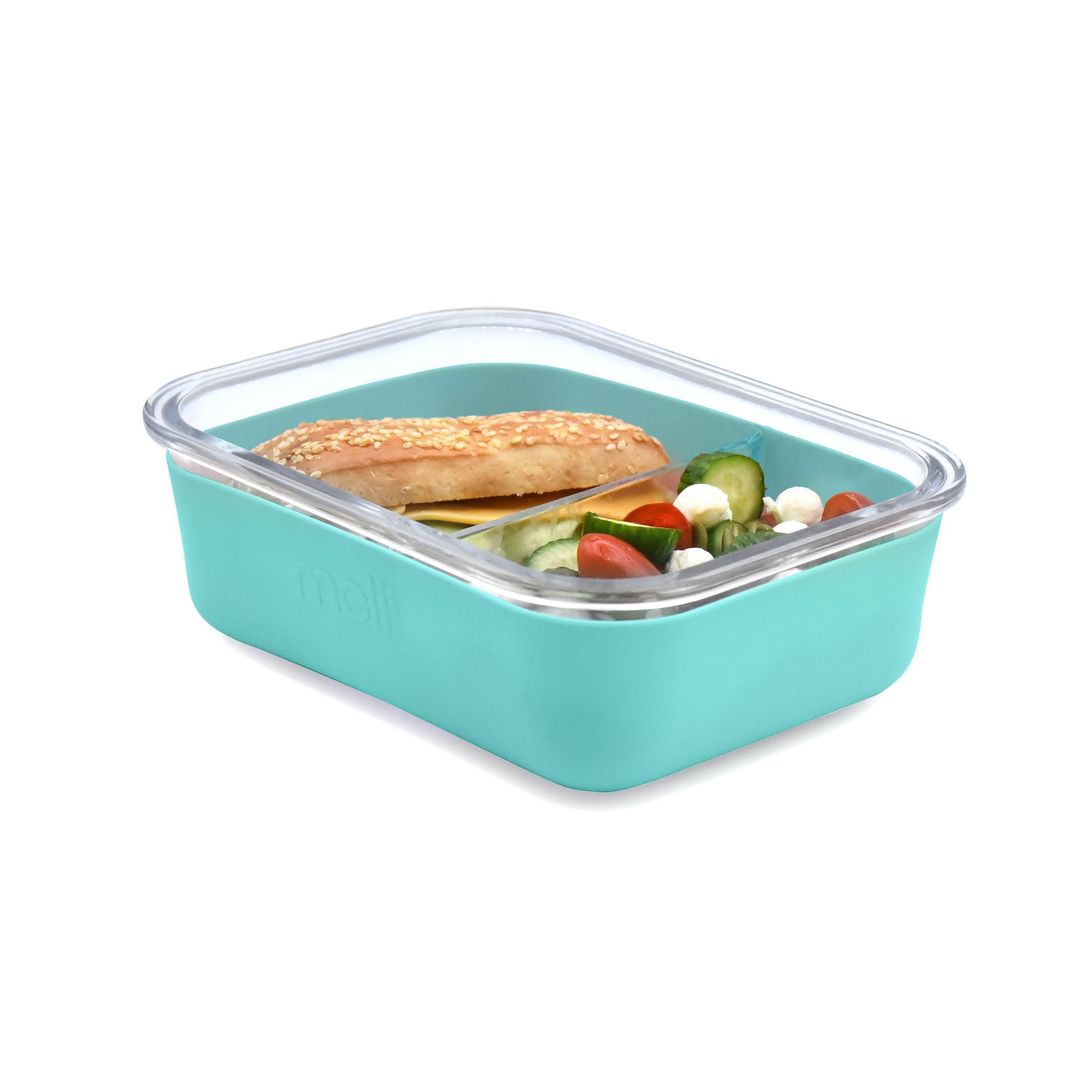 Contenedor Bento de Vidrio Con Funda De Silicona Azul 740 ml-1