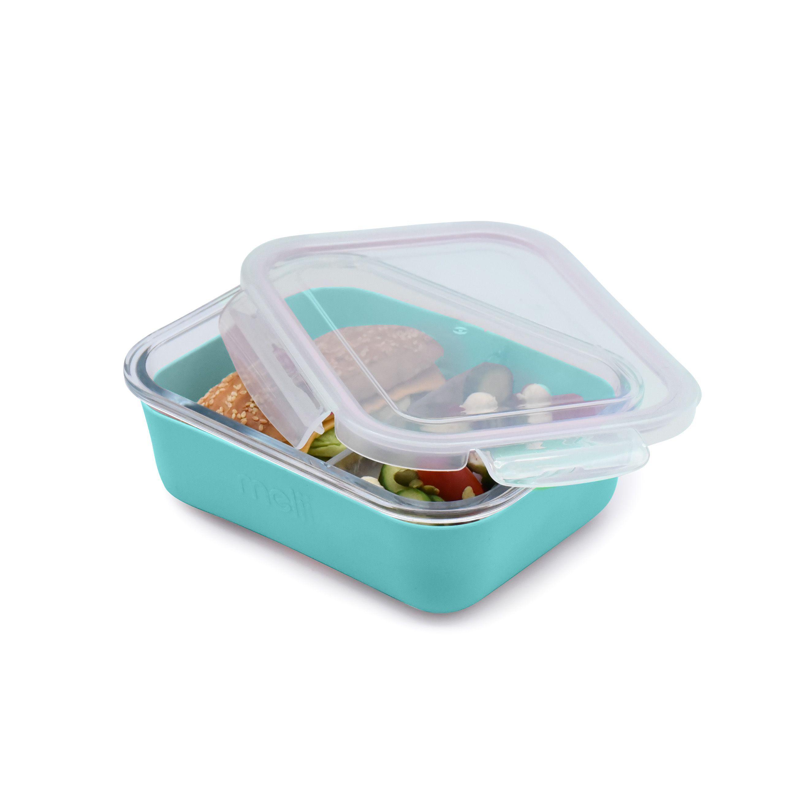 Contenedor Bento de Vidrio Con Funda De Silicona Azul 740 ml-2