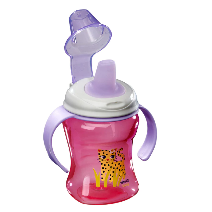 Vaso easy sipper con asas extraibles 260 ml rosado-1