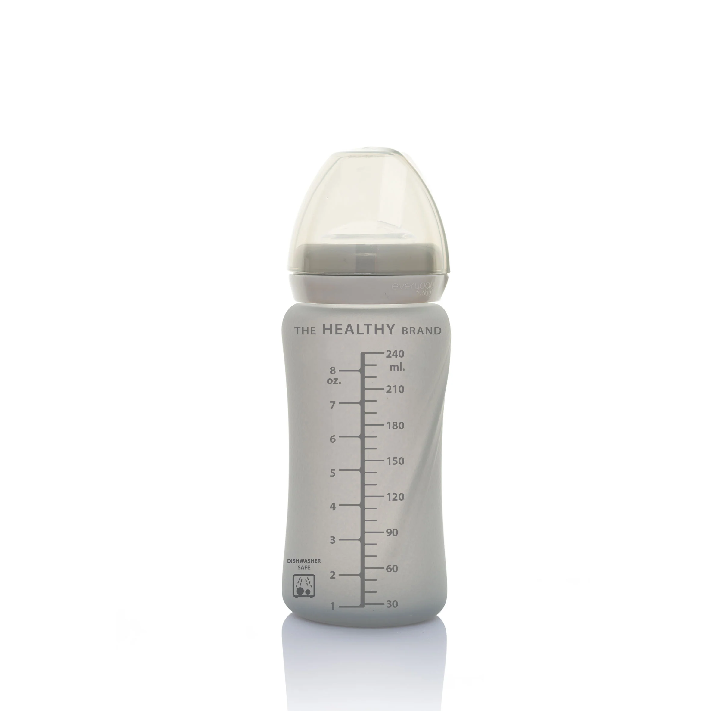 Mamadera De Vidrio Con Bombilla 240 ML Gris-2
