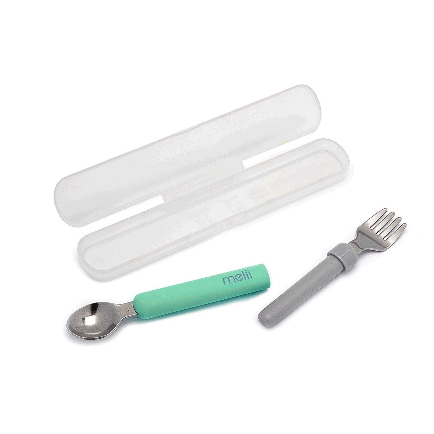 Set cuchara y tenedor desmontable - Gris-Verde-0
