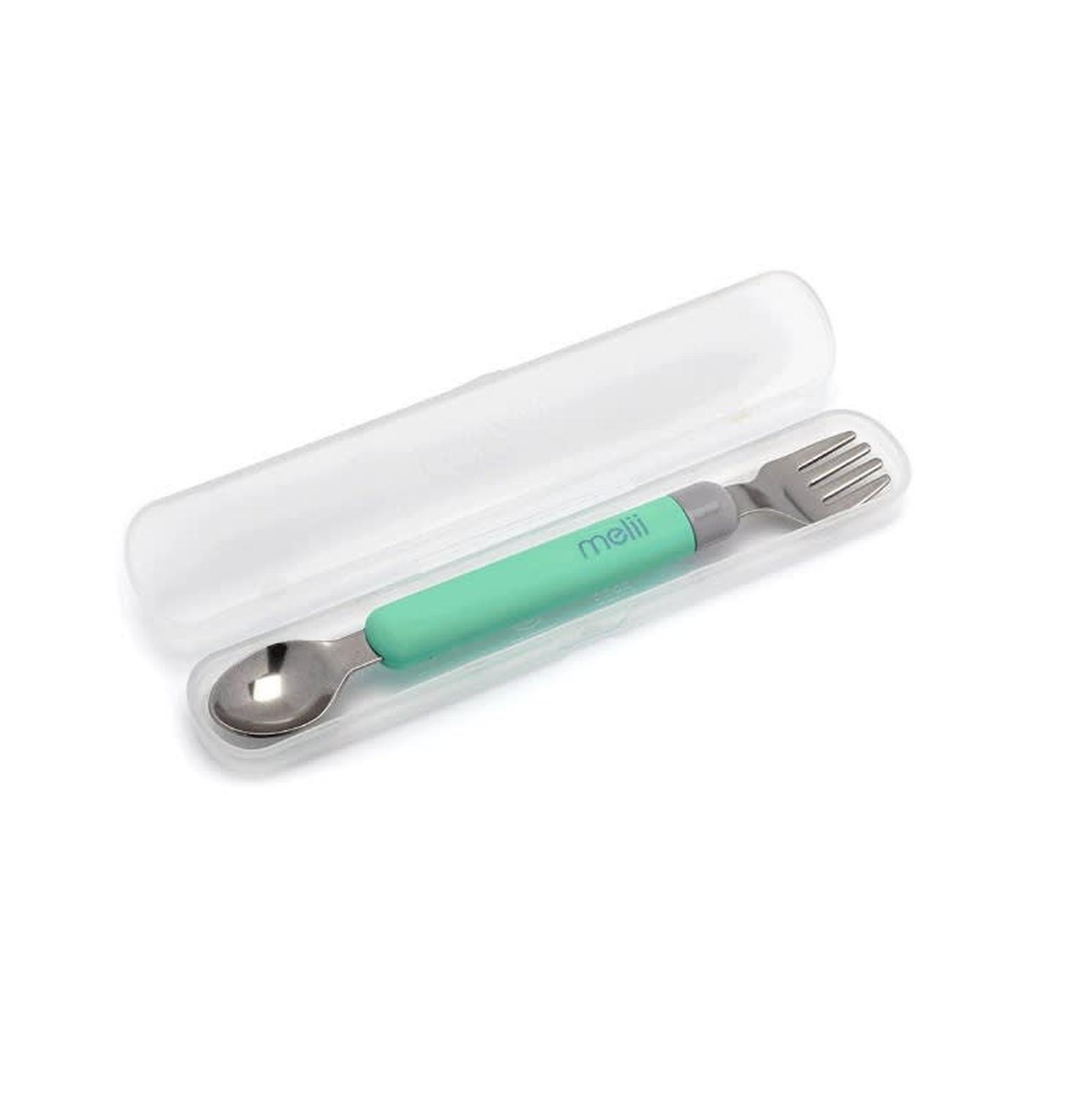 Set cuchara y tenedor desmontable - Gris-Verde-3