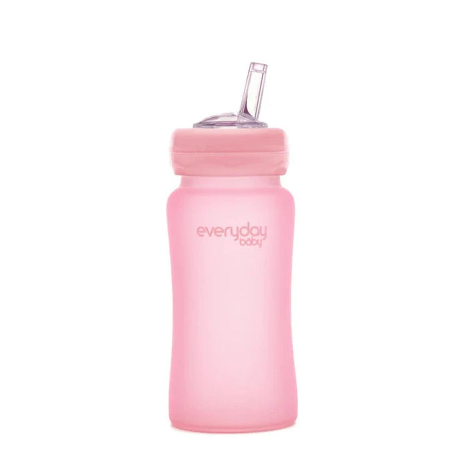 Mamadera de vidrio con bombilla 240 ml - Rosado-0