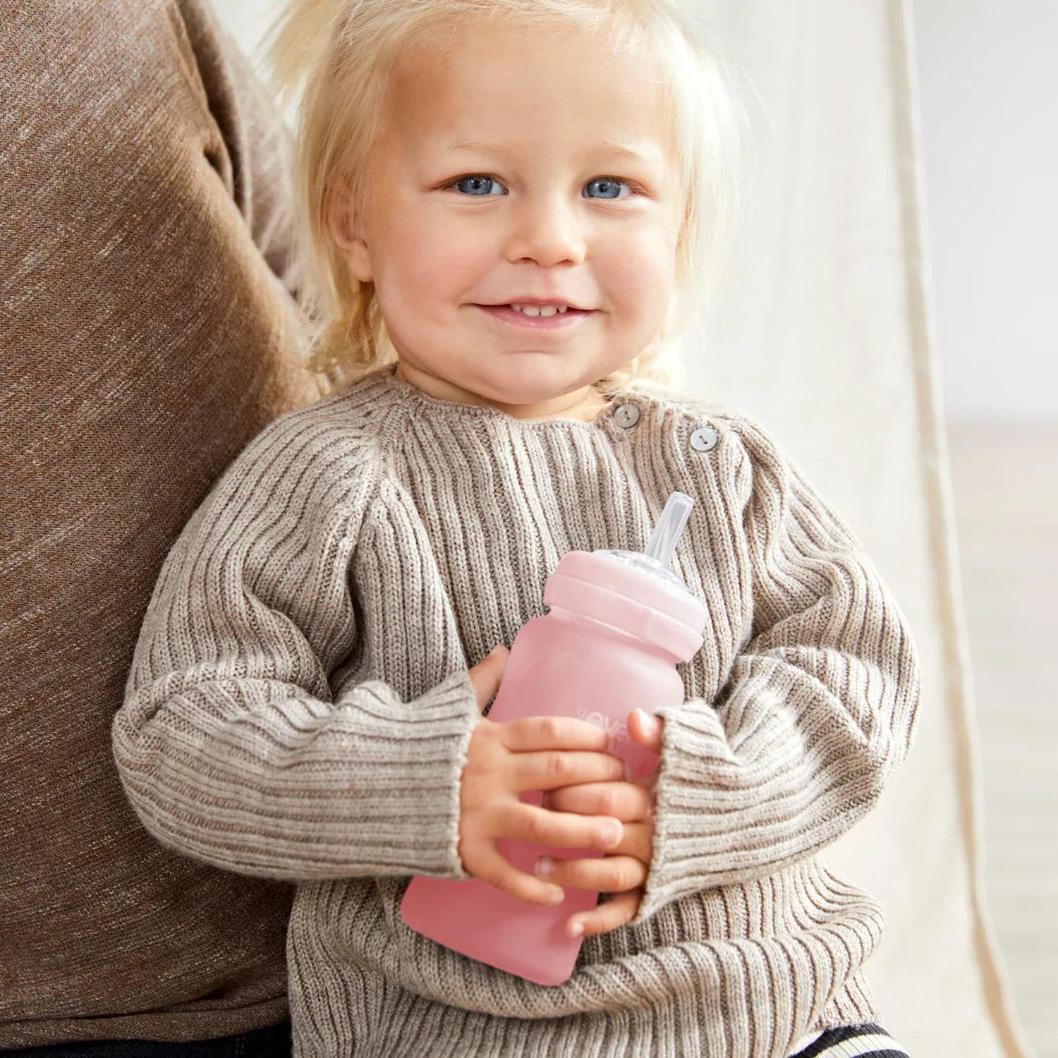 Mamadera de vidrio con bombilla 240 ml - Rosado-1