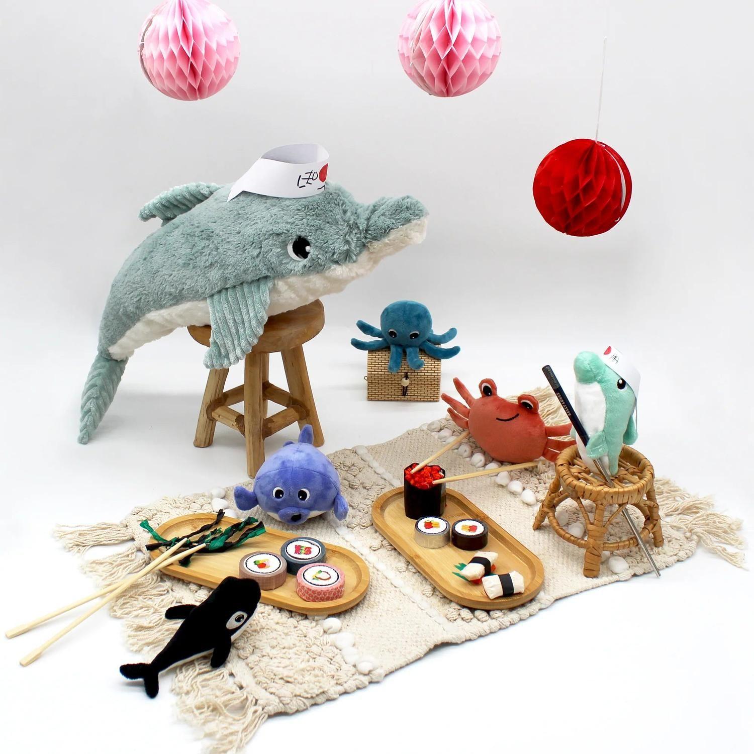 Peluche Delfin Tofou Mamá y Bebé - Menta-2