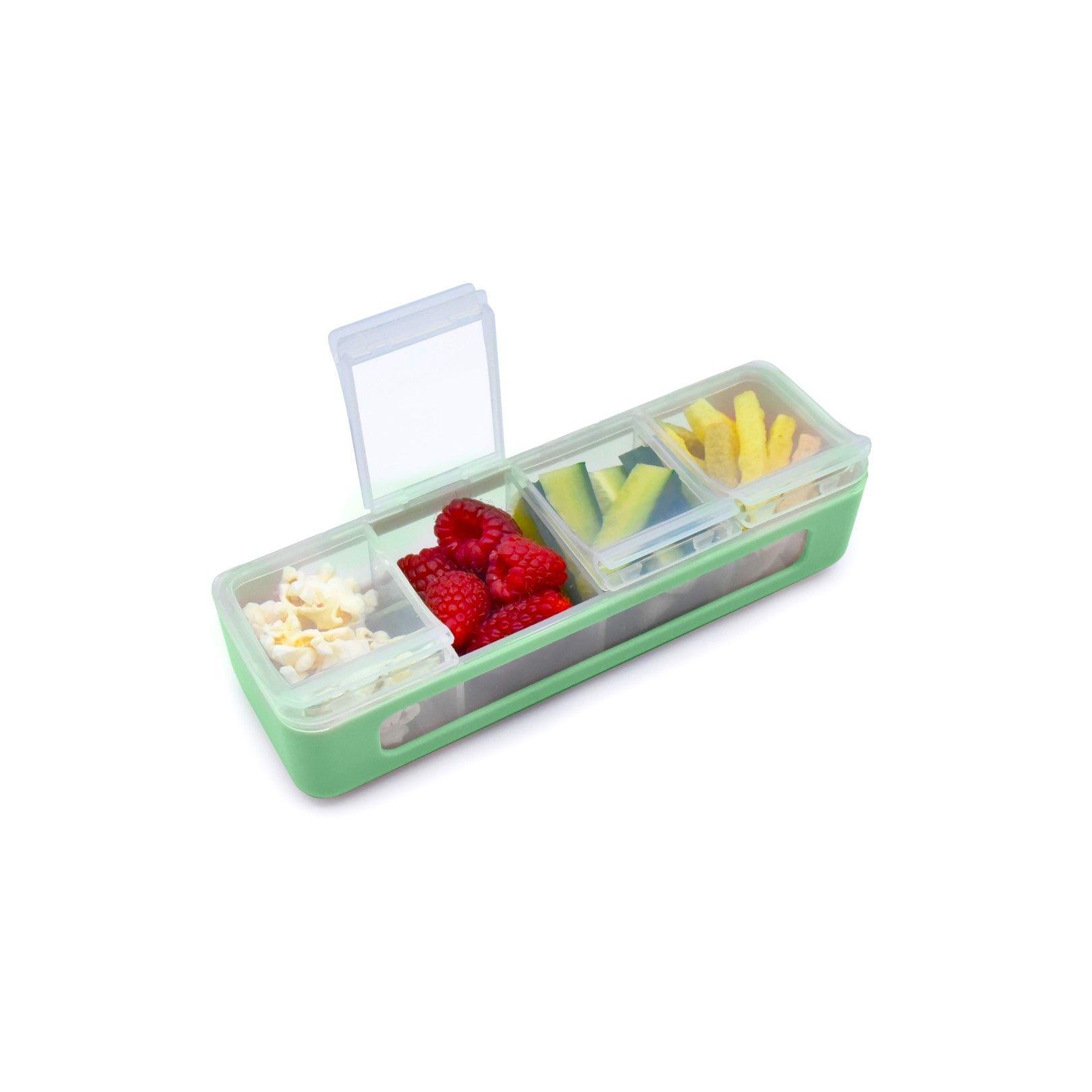 Pack De 2 Contenedores De 4 Compartimientos Verde Y Turquesa-4