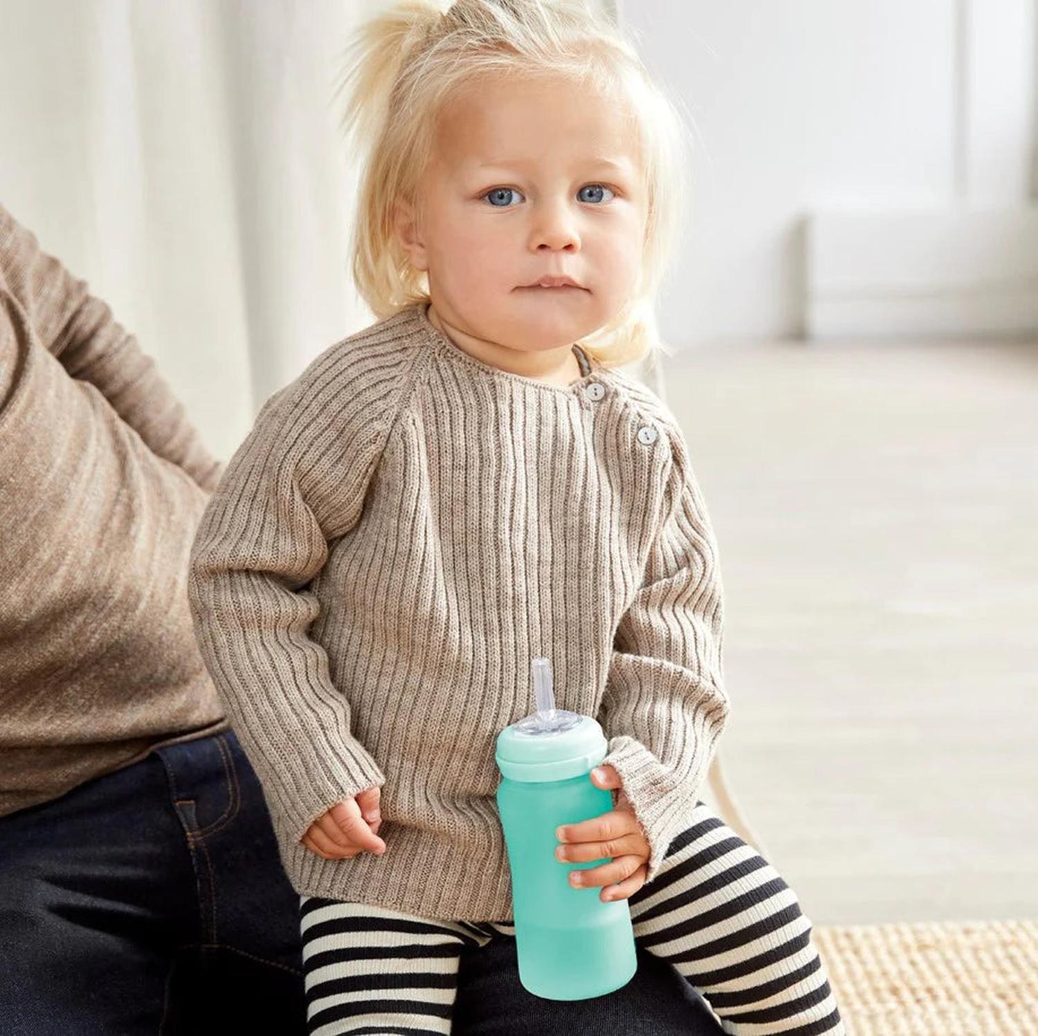 Mamadera de vidrio con bombilla 240 ml - Verde-2