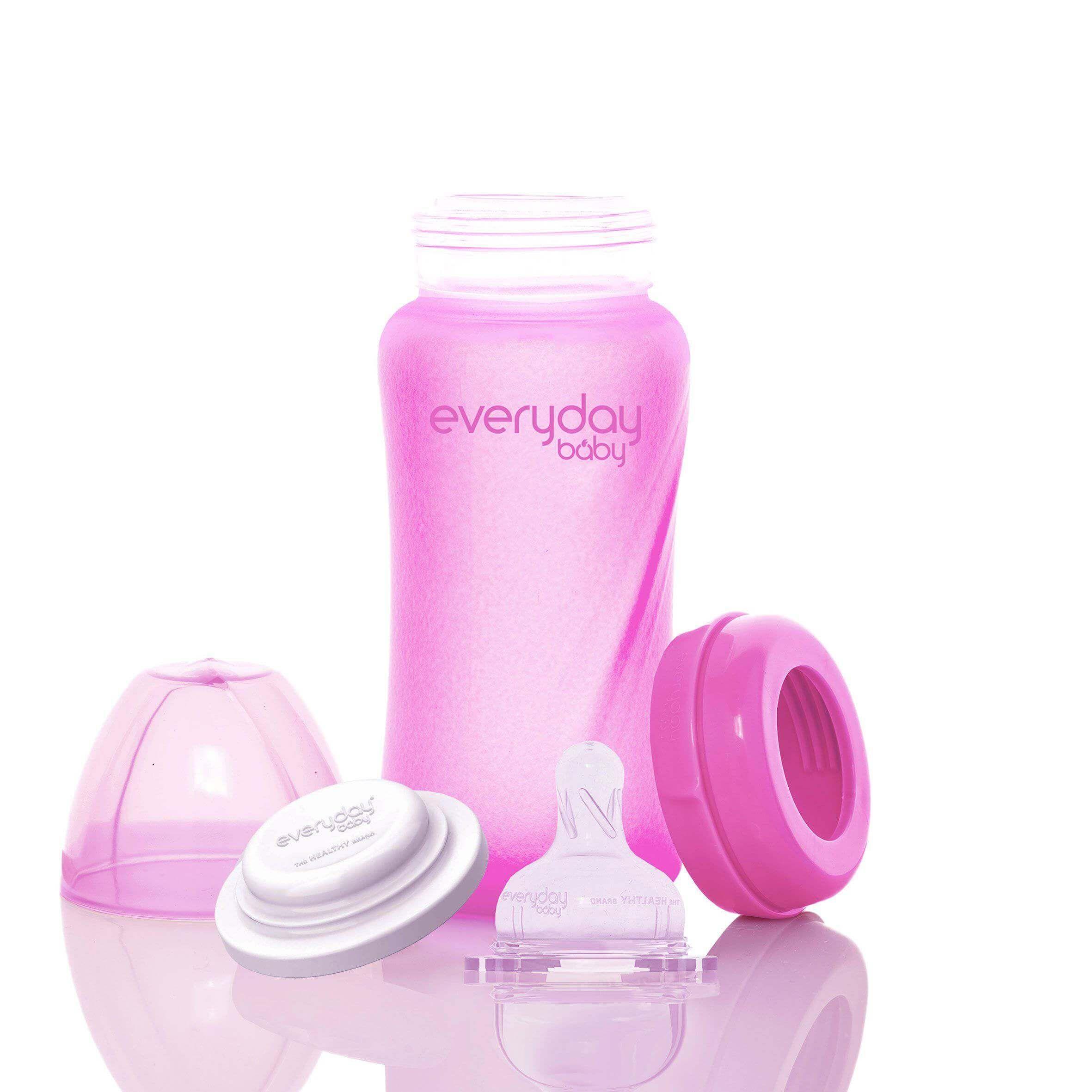 Mamadera De Vidrio Termosensible 240ml Rosado -2