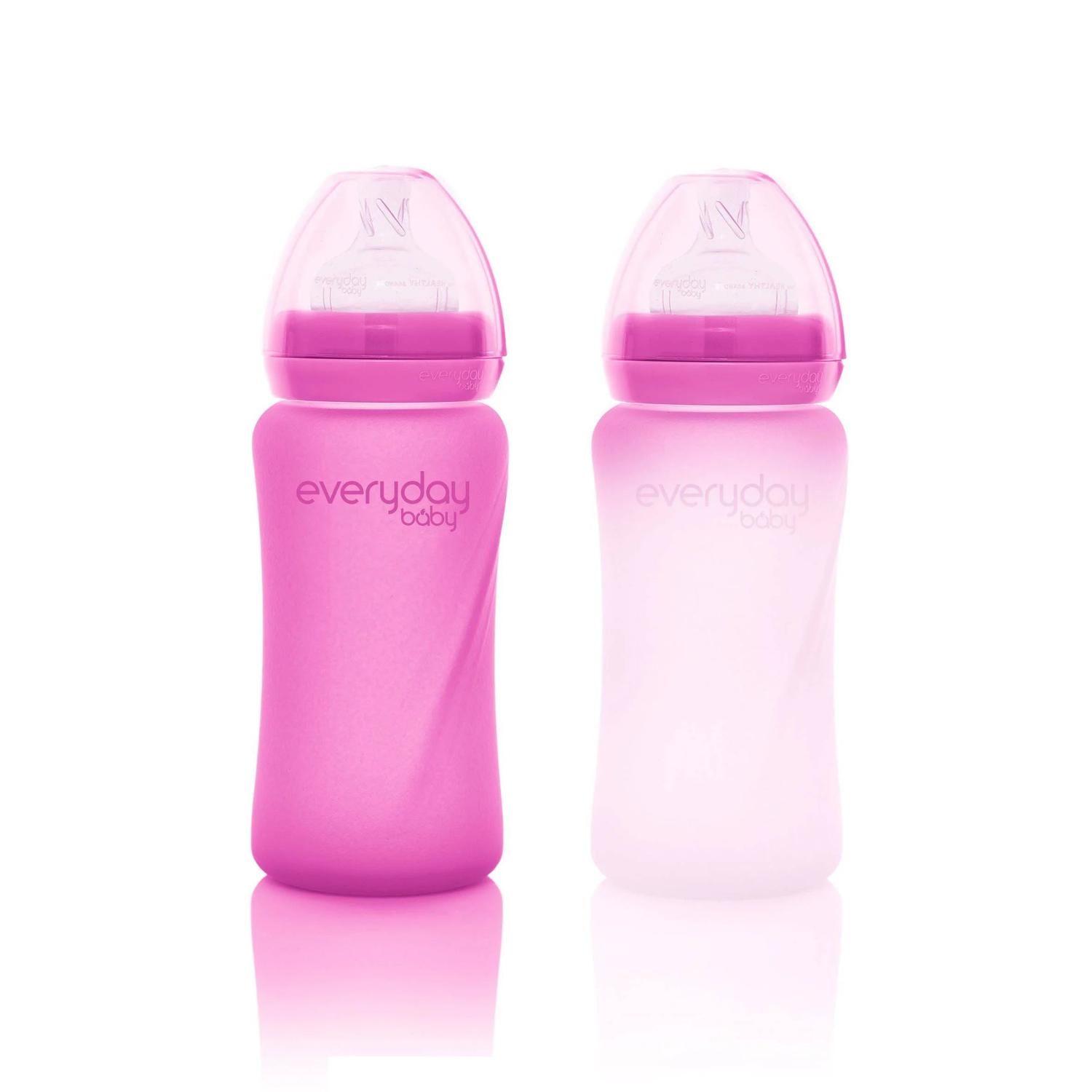 Mamadera de vidrio termosensible 240 ml - Rosado-0