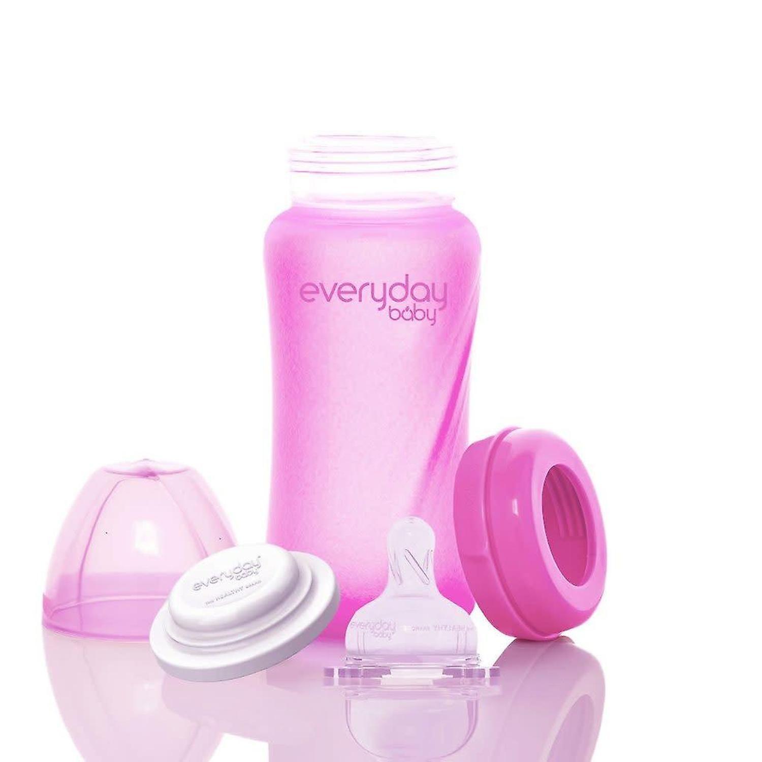 Mamadera de vidrio termosensible 240 ml - Rosado-1