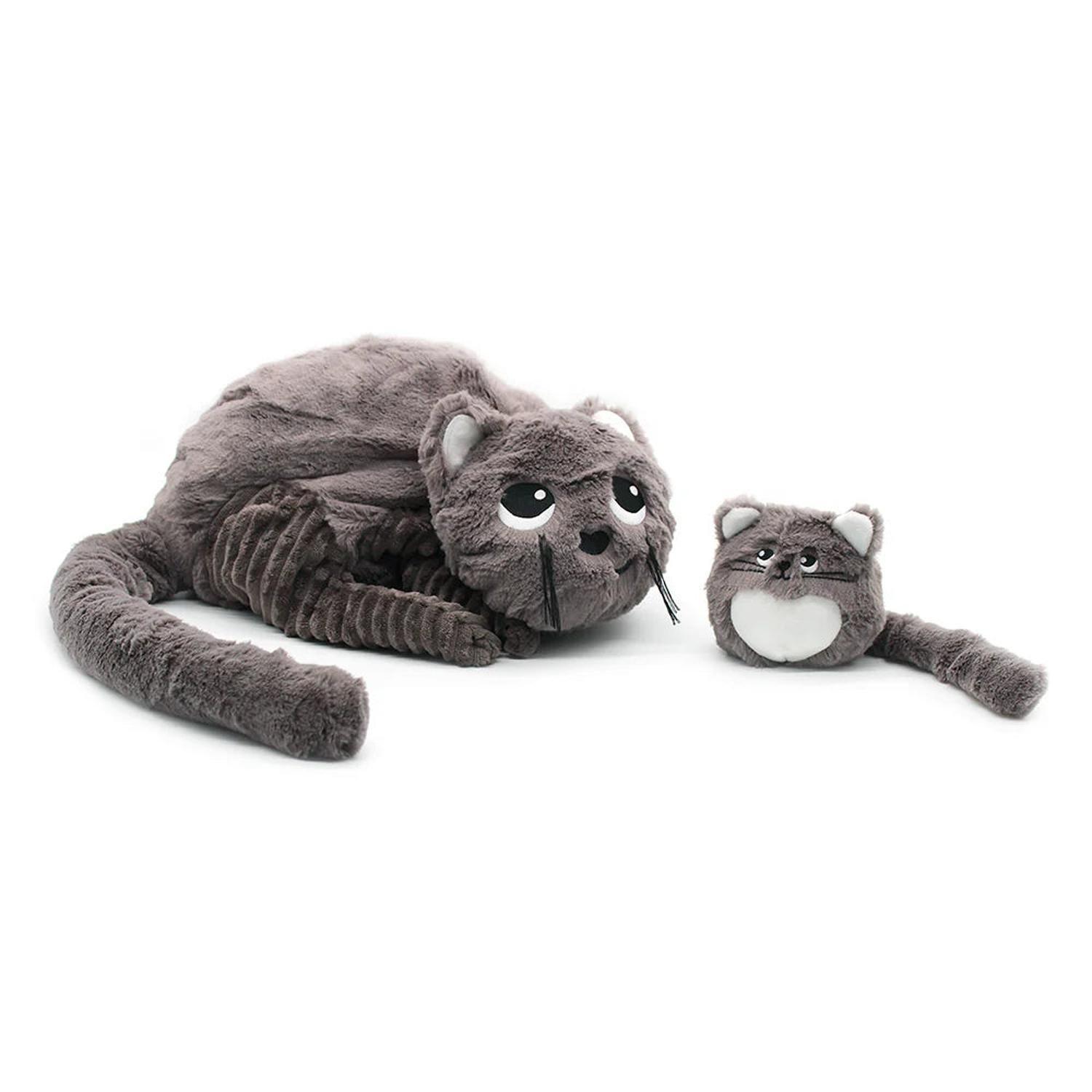 Peluche Gato Miaou Mamá y Bebé - Gris-3