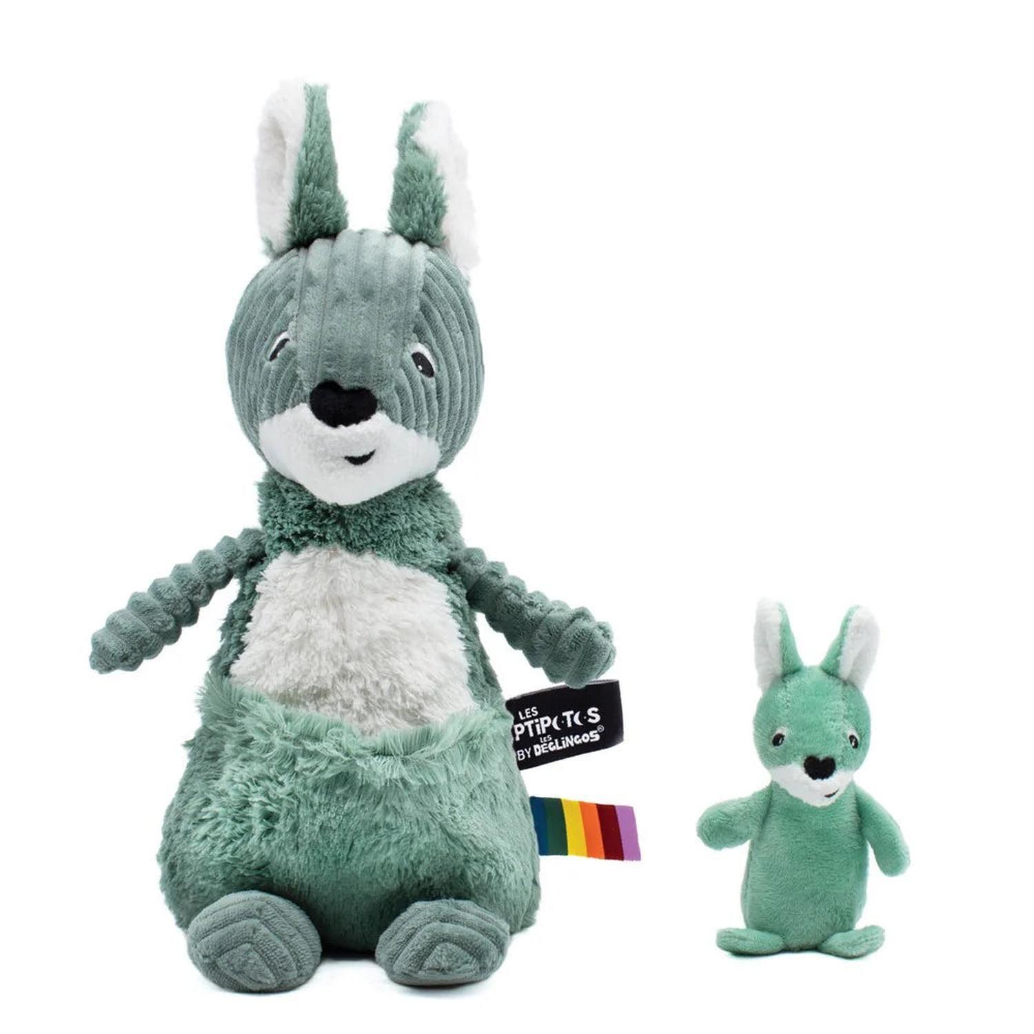 Peluche Canguro Allezou Mamá y Bebé - Verde-3