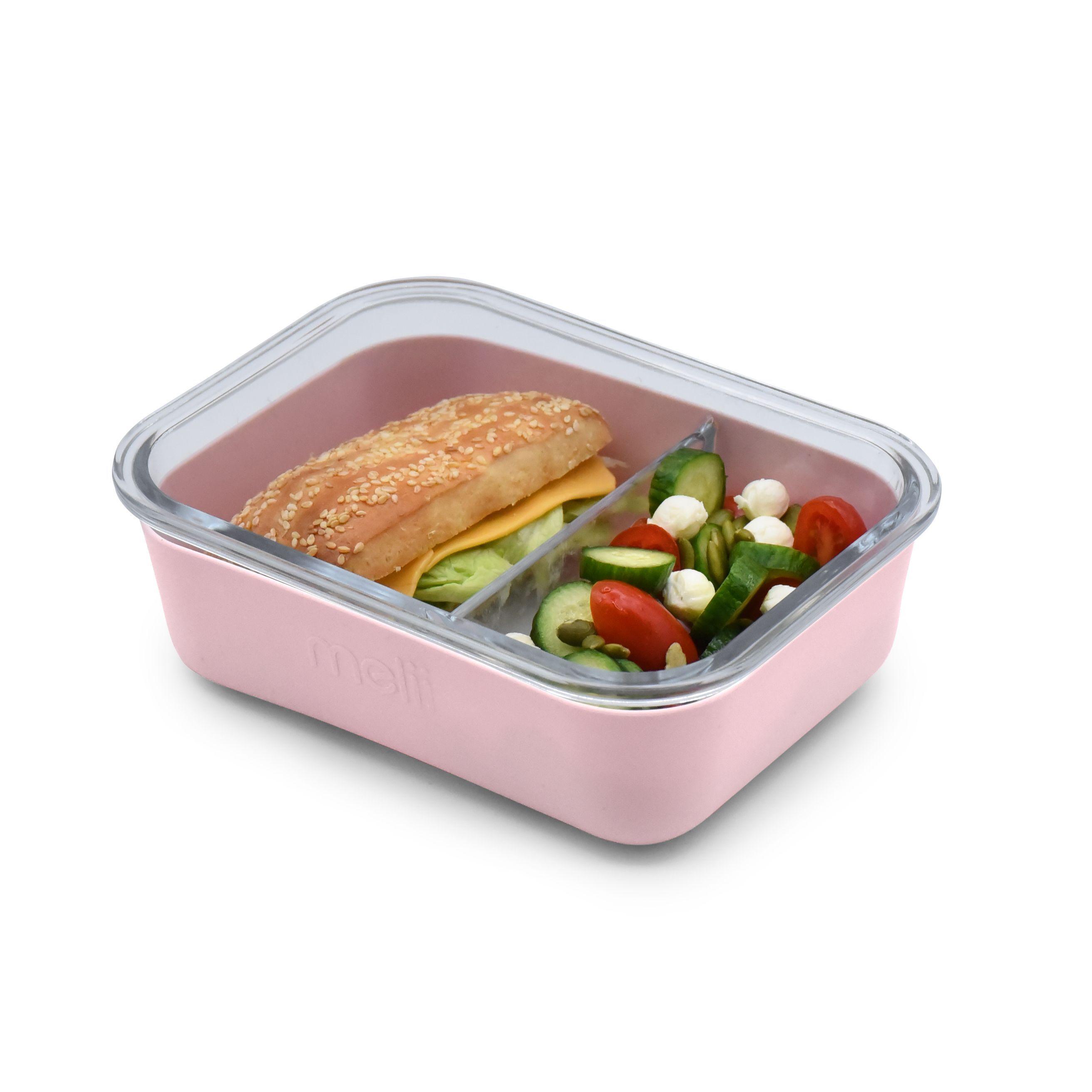 Contenedor Bento de Vidrio Con Funda De Silicona Rosa 740 ml-1