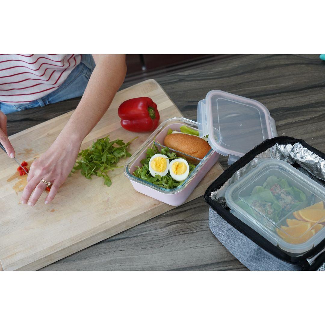 Contenedor Bento de Vidrio Con Funda De Silicona Rosa 740 ml-4