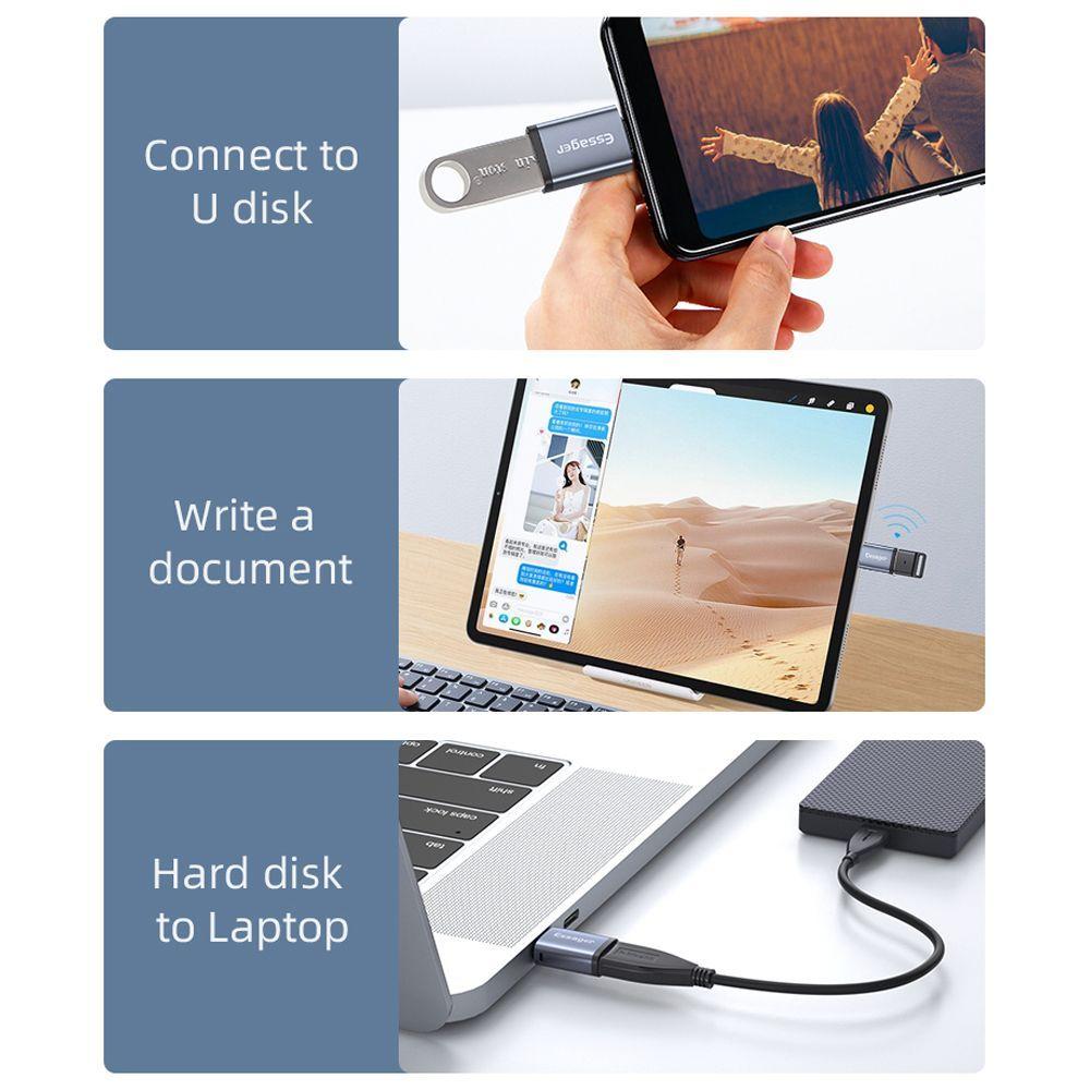 Adaptador Otg Usb Tipo A a Usb Tipo C marca Essager-3