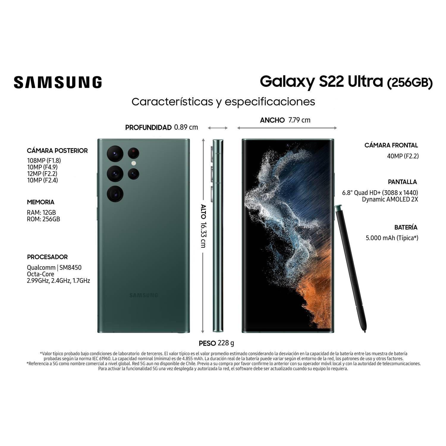 Samsung Galaxy S22 Ultra 5G 256GB - Reacondicionado - Verde-1