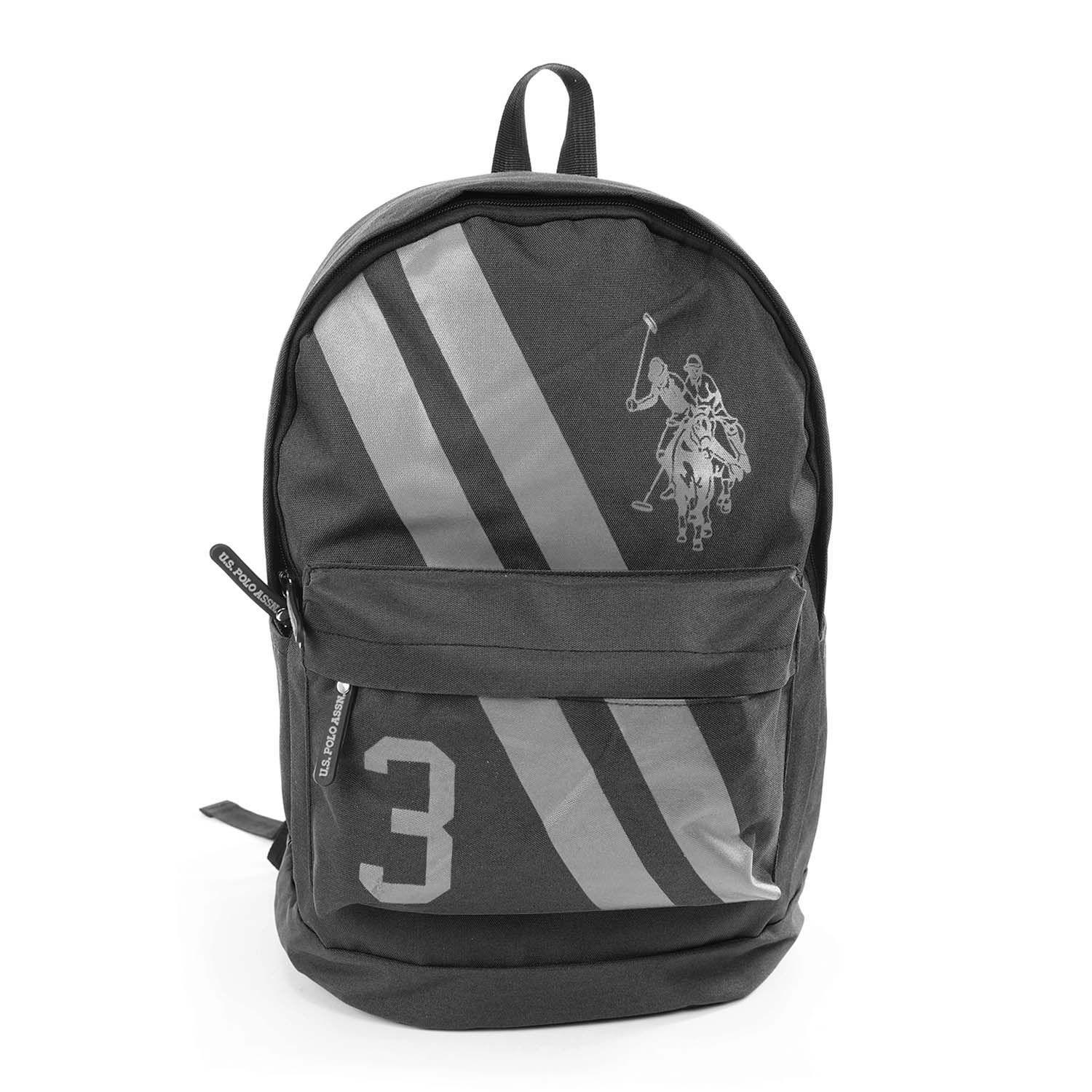 Mochila Negra con Lineas US Polo Assn Porta Laptop-0