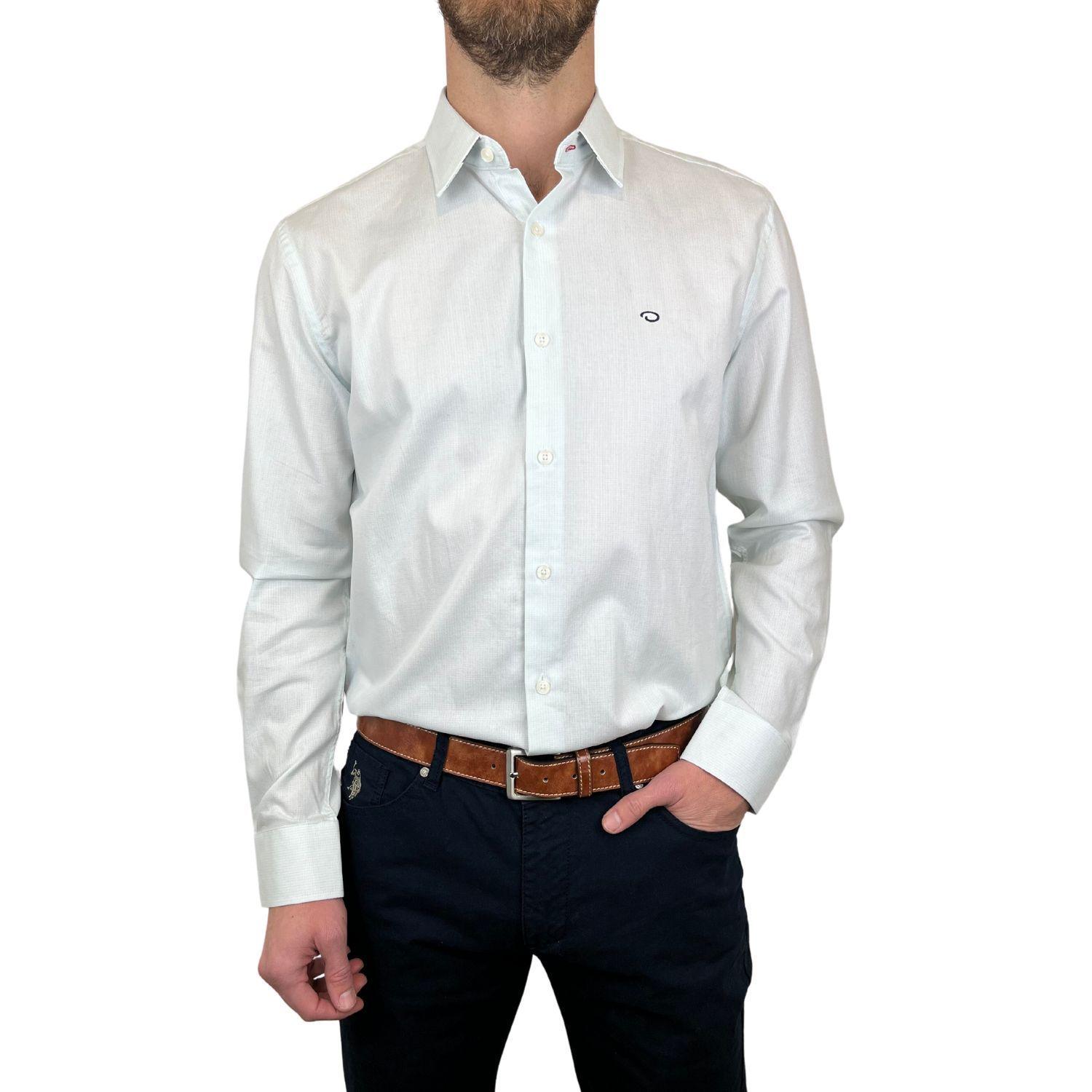 CAMISA BLANCA Y MENTA MANGA LARGA OSCAR DE LA RENTA - HOMBRE-0