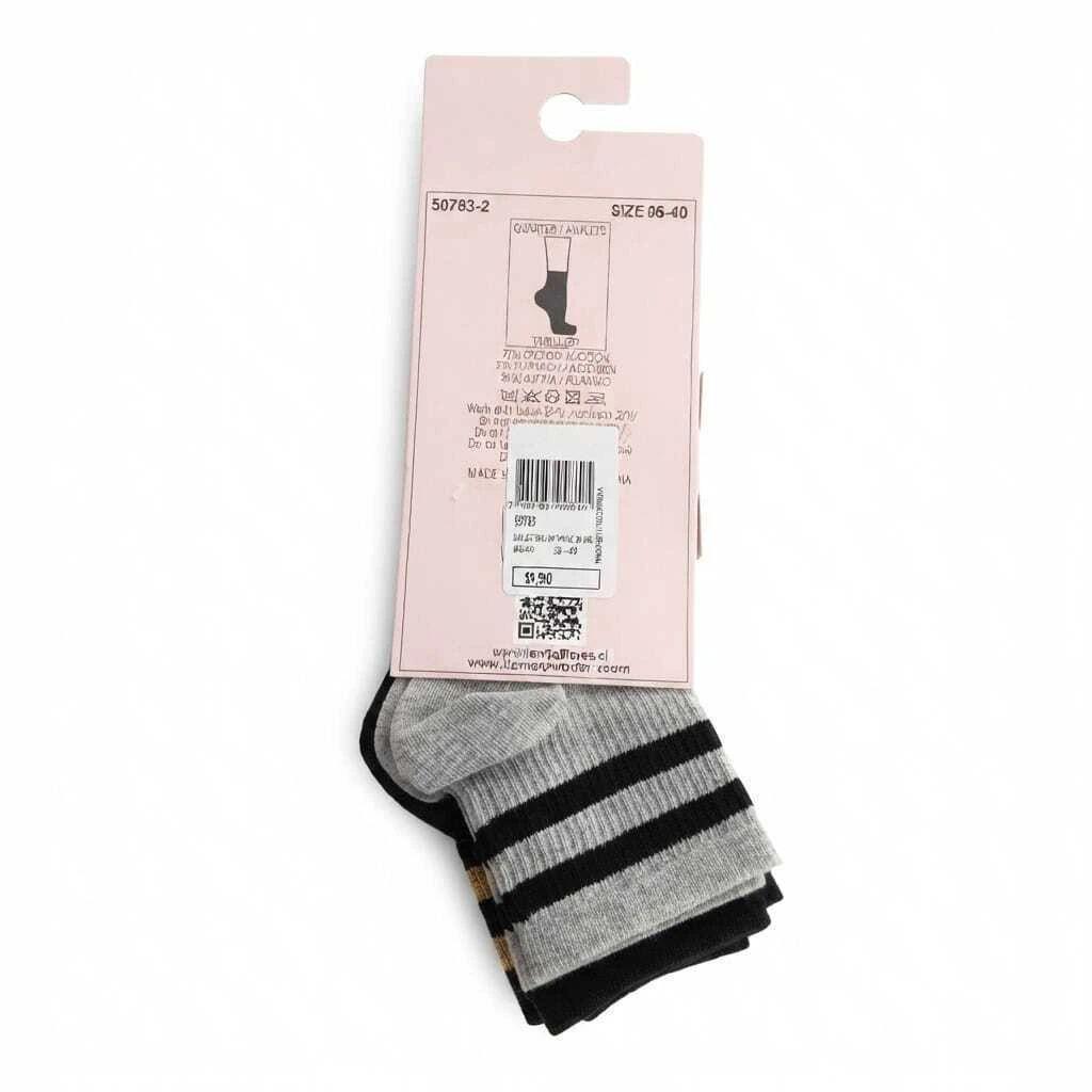 Pack 3 Calcetines Mujer 36 40 Cortos Negros FLORES-1