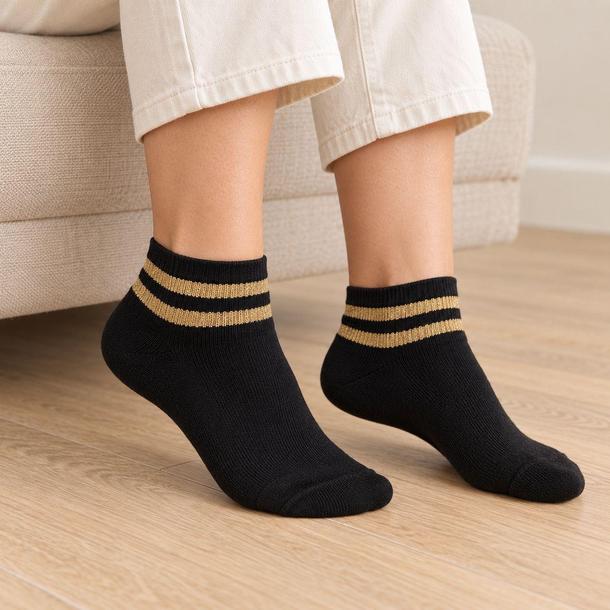 Pack 3 Calcetines Mujer 36 40 Cortos Negros FLORES-2
