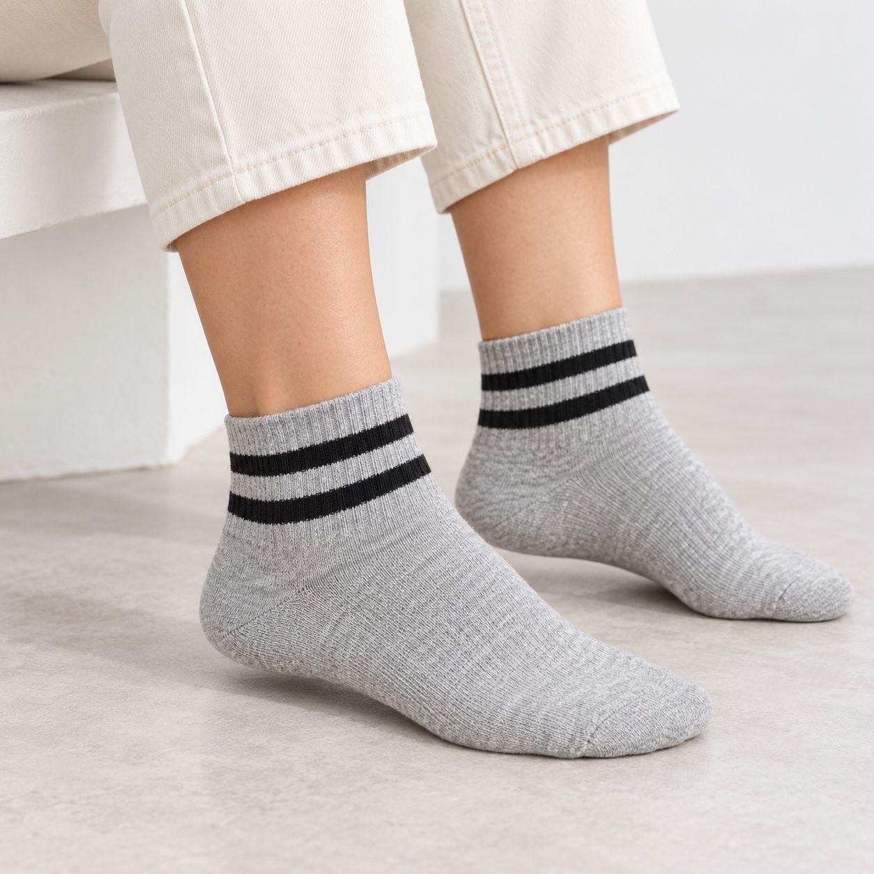 Pack 3 Calcetines Mujer 36 40 Cortos Negros FLORES-3