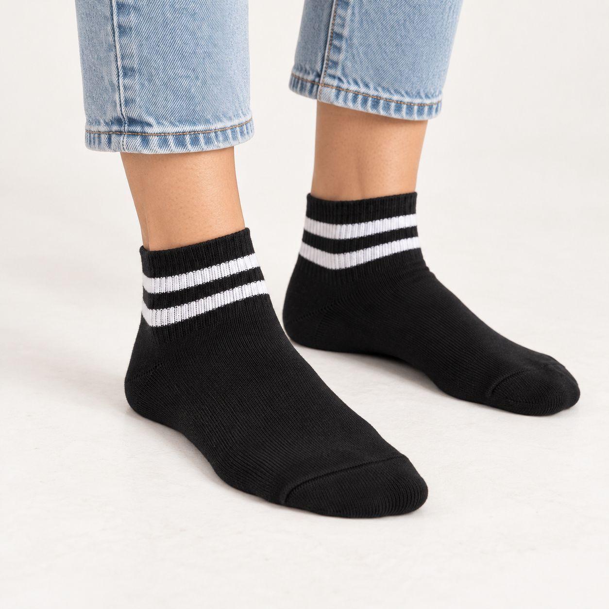 Pack 3 Calcetines Mujer 36 40 Cortos Negros FLORES-4