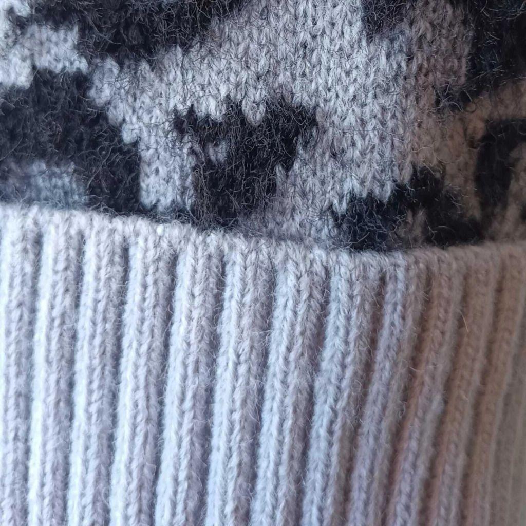 Gorro Lana Mujer Print Gris y Negro c Pomp n-2