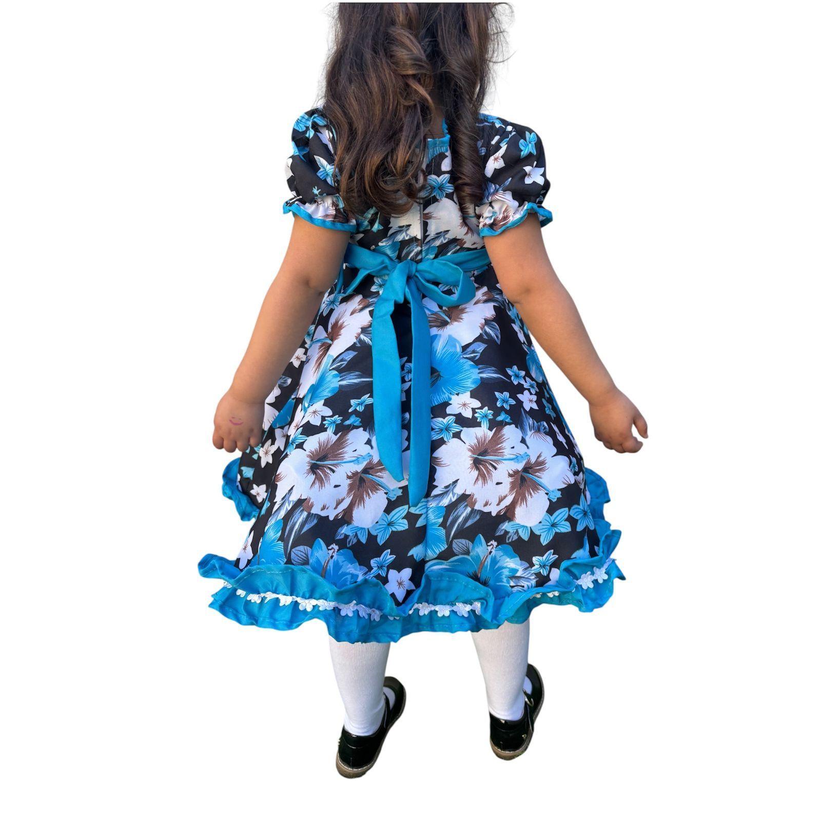 Vistido de Huasita Chinita Celeste Niña-3
