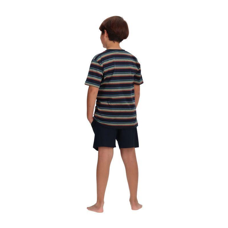 Pijama Niño 8 y 12 Corto Short + Polera Bambú Azul Mota-2