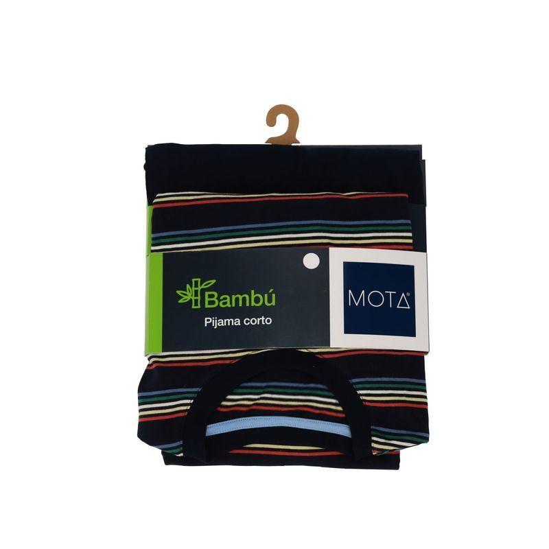 Pijama Niño 8 y 12 Corto Short + Polera Bambú Azul Mota-3