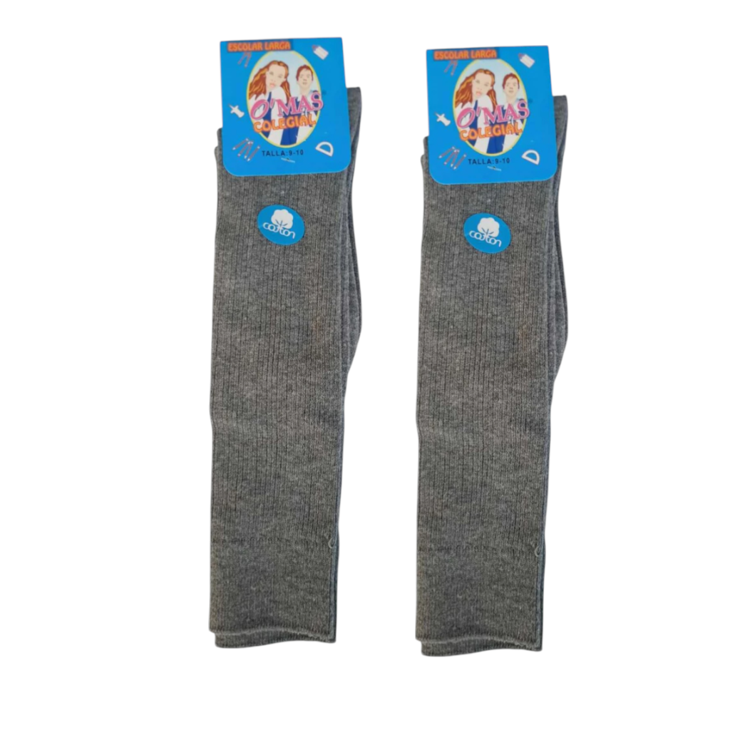 Calcetín Escolar 5 12a Gris Largo Niña Omas-0