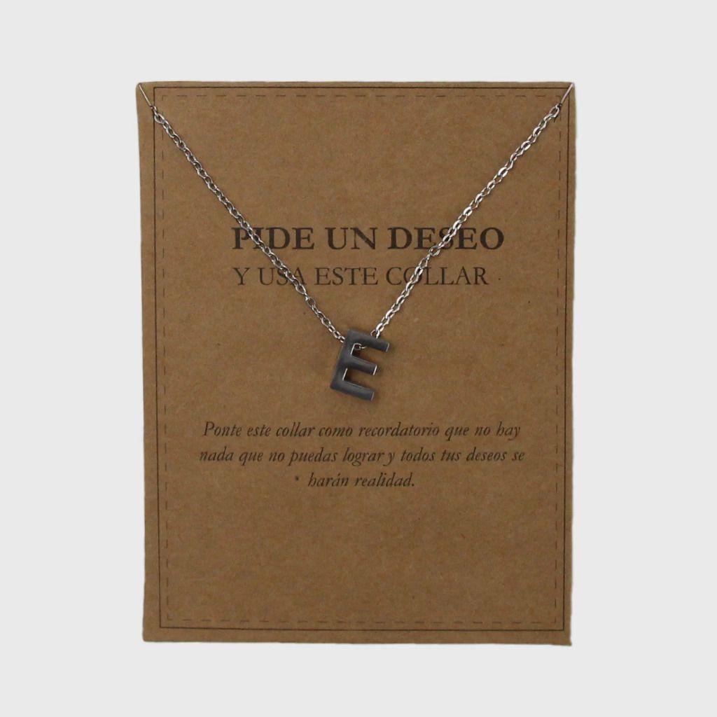 Collar Letra E de Acero Quir rgico Mujer Cadena con Dije Inicial Elegante-2
