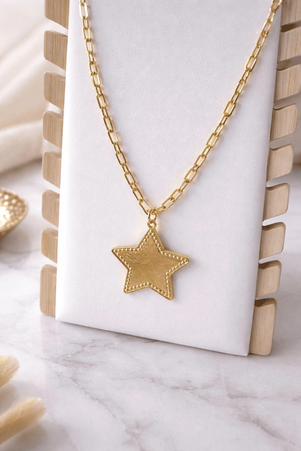 Collar Mujer Estrella Ba o de Oro-1