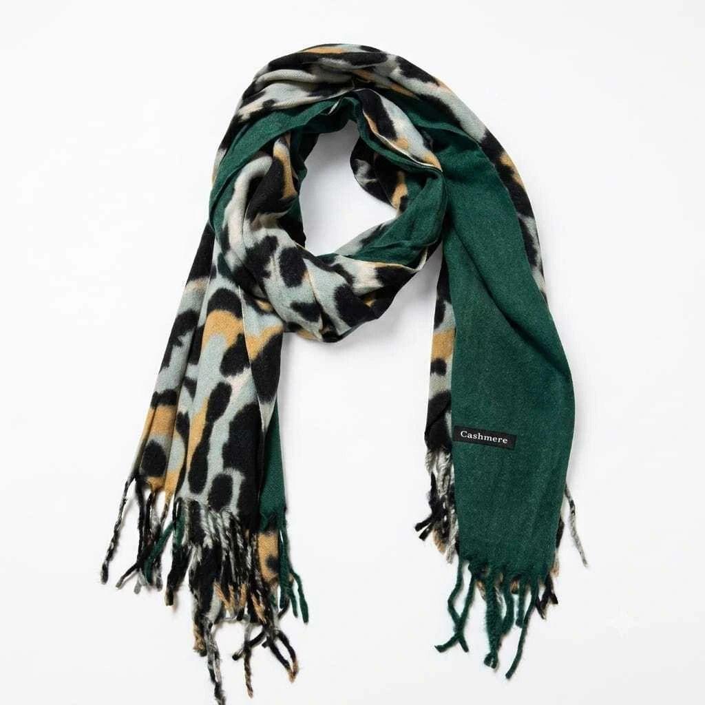 Bufanda Mujer Cashmere Verde Print-2