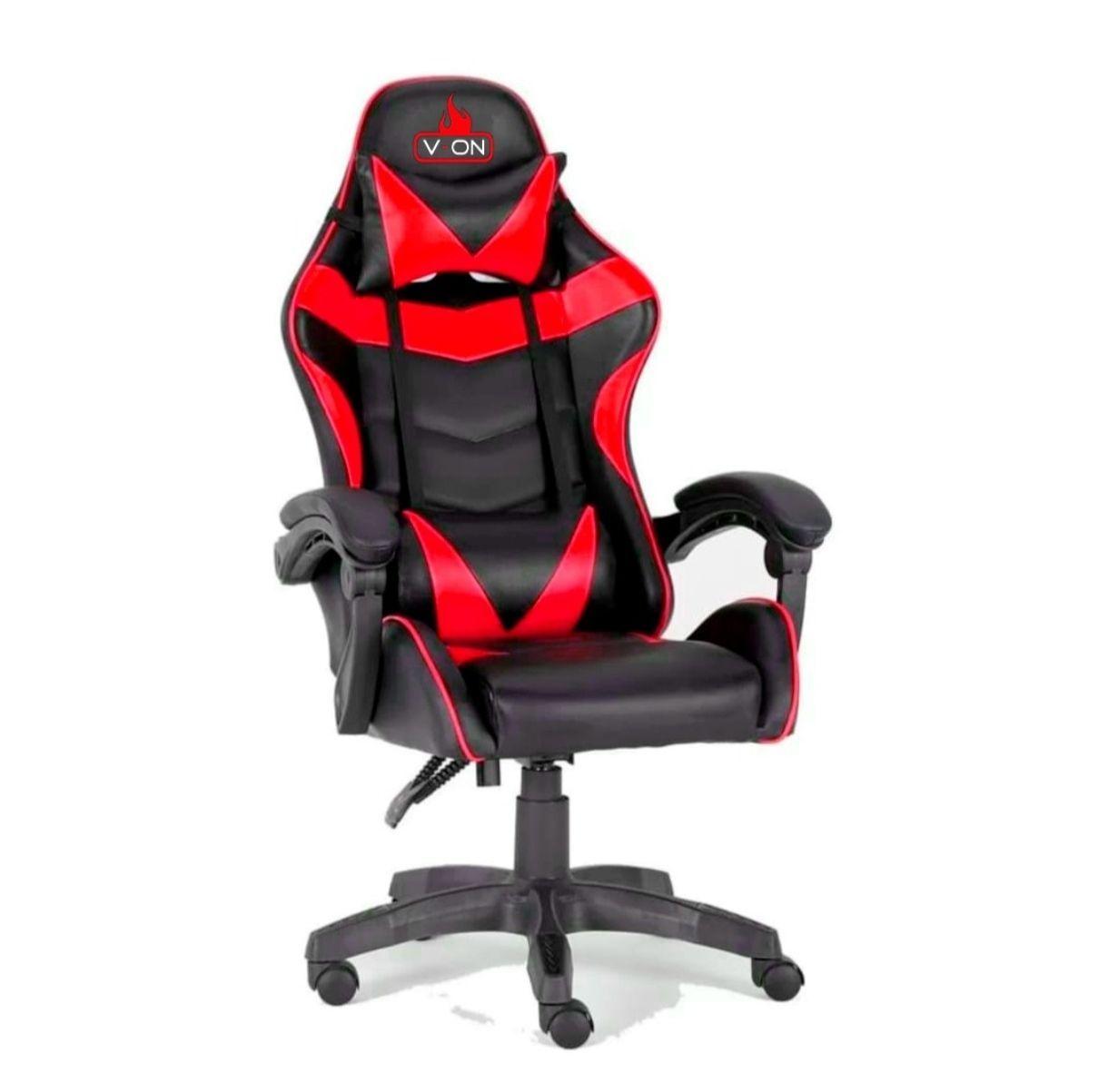 Silla de escritorio Vonchairs Legion gamer roja con tapizado de cuero sintético-0