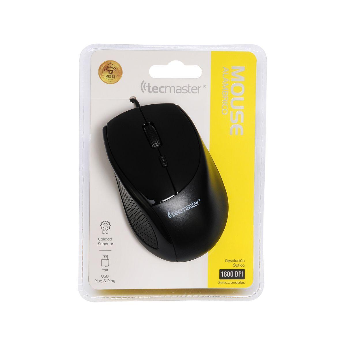 Mouse USB 1600 DPI Negro Tecmaster TM-MO360-2