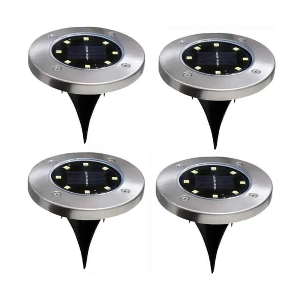 Luz Solar 8 Led Con Estaca Exterior Tierra Jardin X4 Welife-1