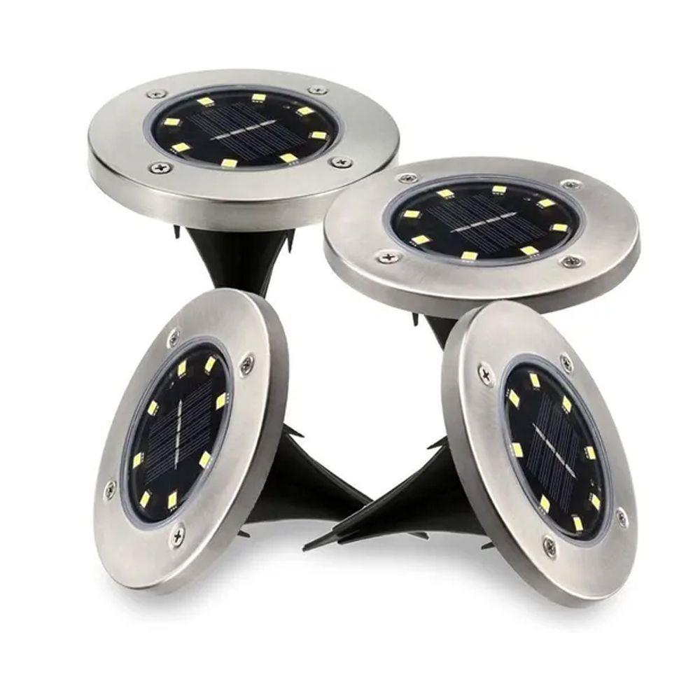 Luz Solar 8 Led Con Estaca Exterior Tierra Jardin X4 Welife-0